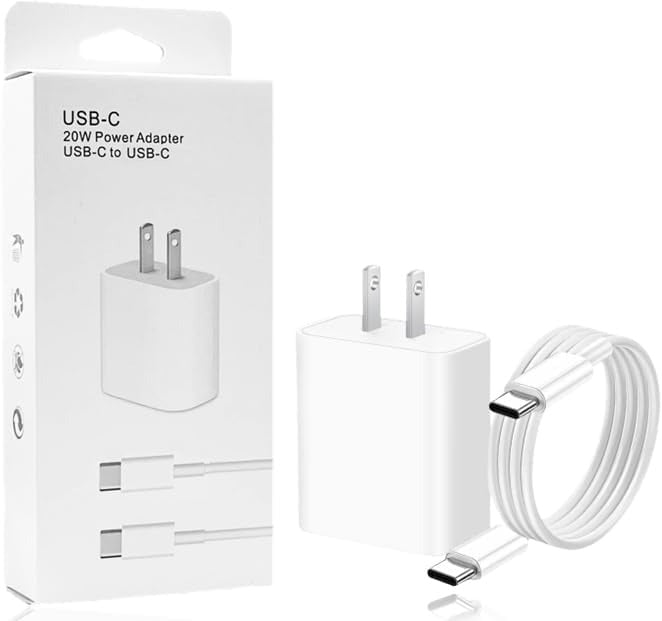 Cable USB C con bloque de carga rápida de 20W, 3.3FT, cable de sincronización Tipo C a C compatible con iPhone 15/14/13/12/11/XR/XS/iPad/Air/MacBook/Galaxy S23 S22 - Blanco, WS-133L.