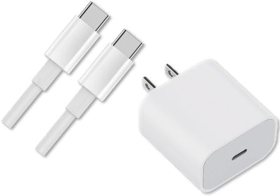 Cable USB C con bloque de carga rápida de 20W, 3.3FT, cable de sincronización Tipo C a C compatible con iPhone 15/14/13/12/11/XR/XS/iPad/Air/MacBook/Galaxy S23 S22 - Blanco, WS-133L.