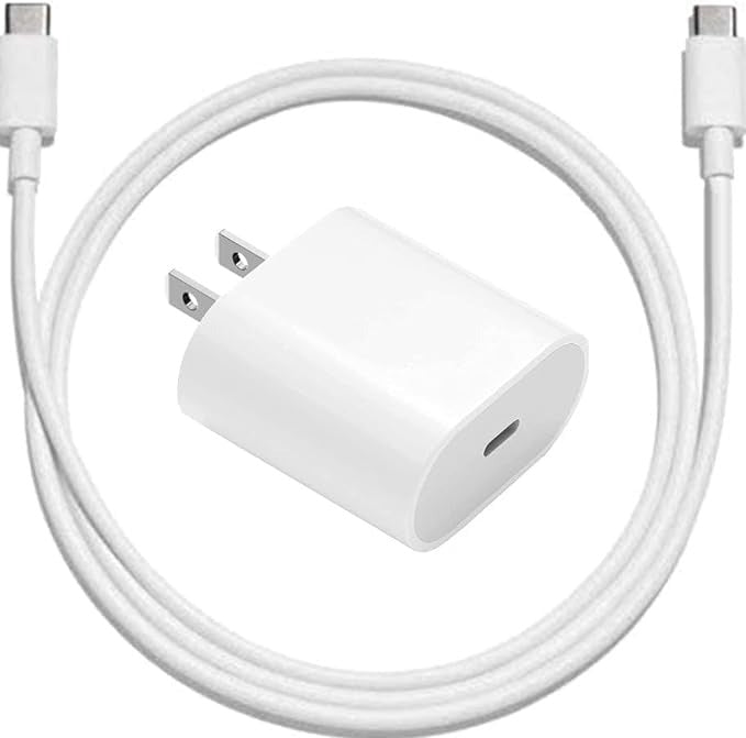 Cable USB C con bloque de carga rápida de 20W, 3.3FT, cable de sincronización Tipo C a C compatible con iPhone 15/14/13/12/11/XR/XS/iPad/Air/MacBook/Galaxy S23 S22 - Blanco, WS-133L.