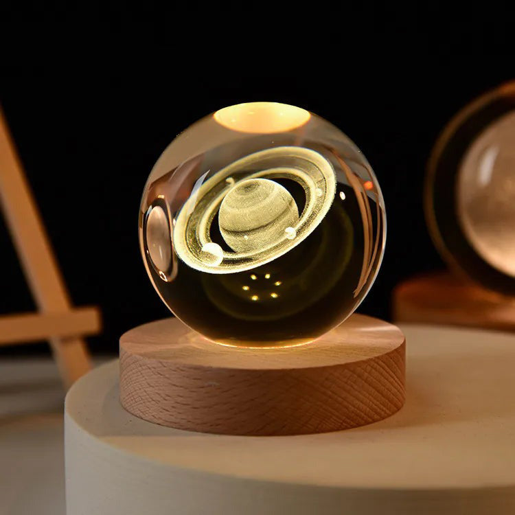 🌌 Esfera Luminosa 3D + Base de Madera Premium 🪐